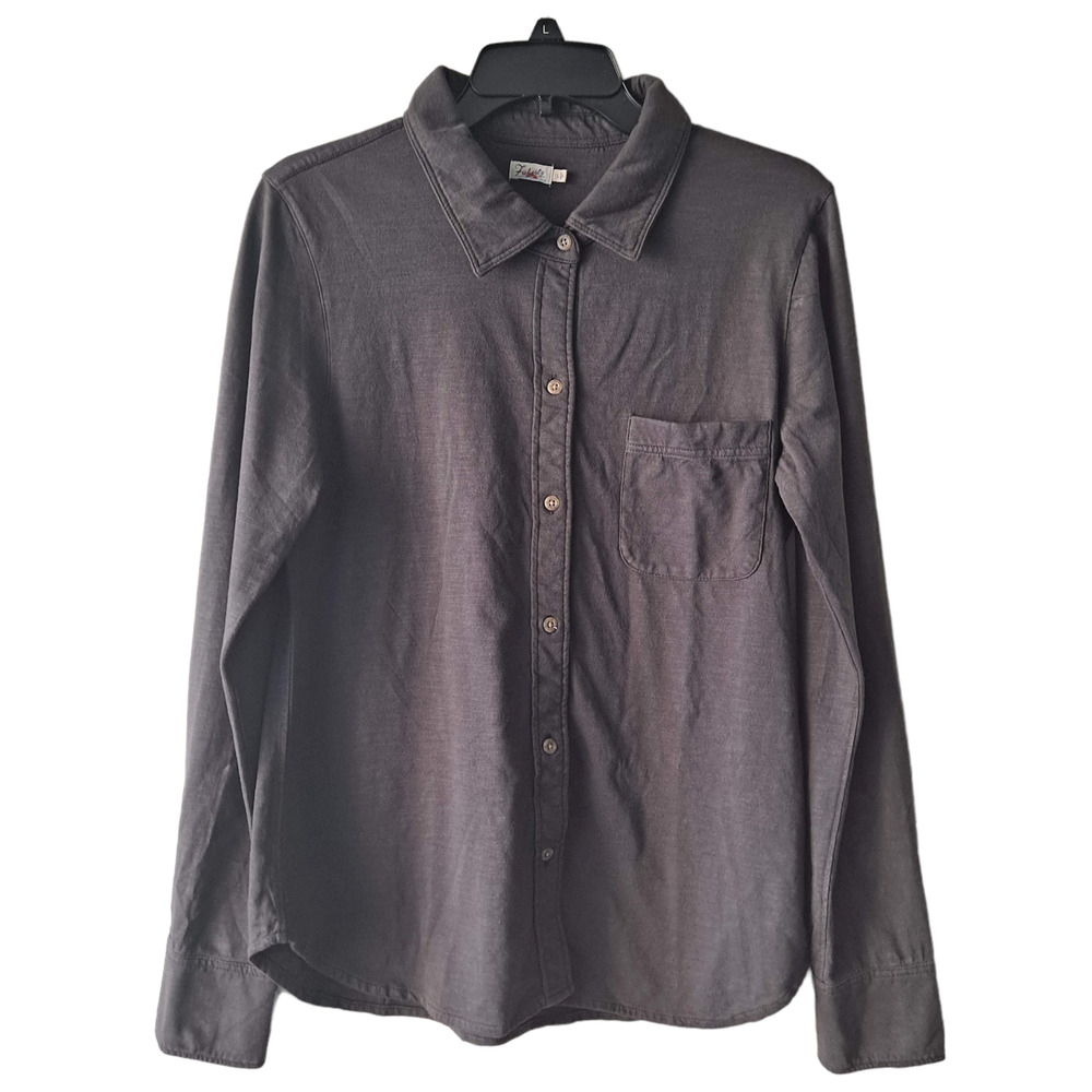 Faherty Knit Seasons Shirt Gray Button Down Cotton Shirt w Pockets - L